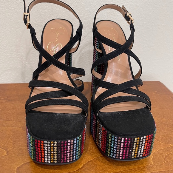 Jessica Simpson High Heel Jewel- studded Sandals - Picture 1 of 4